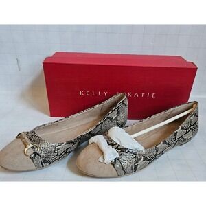 Kelly & Katie KK-Wendie Flats 8M Nude Taupe Snake Print Ballet Shoes NIB